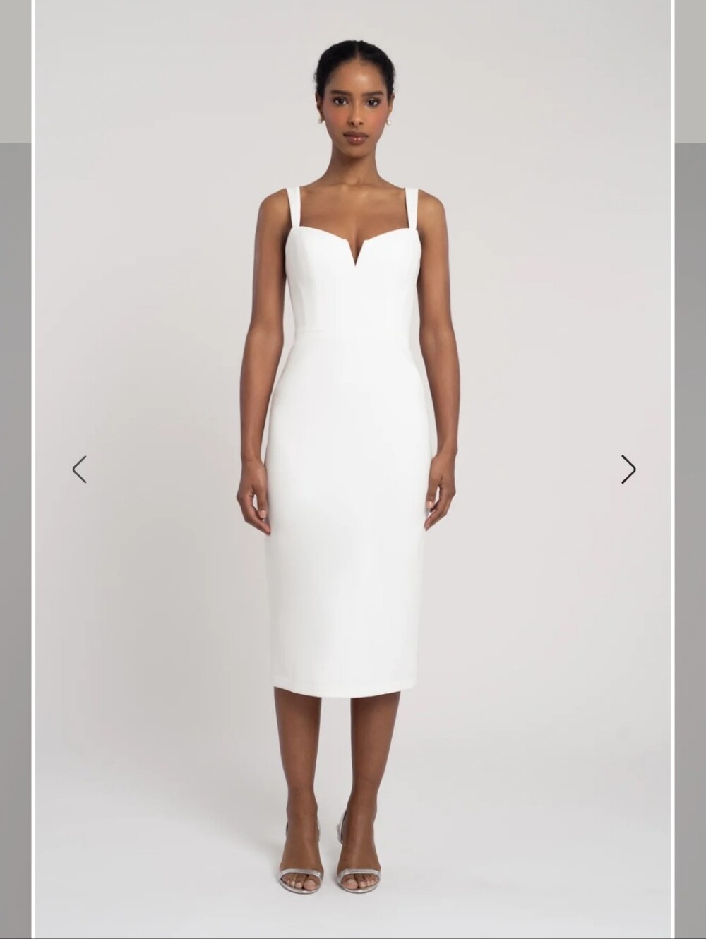 Jenny Yoo White Midi Dress with Square V-Notch Neckline - Picture 3 of 8
